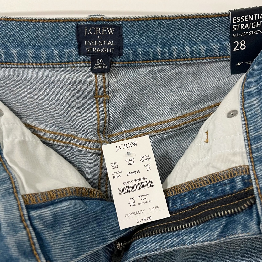 J.Crew Essential Straight All Day Stretch Denim Jeans Size 28 - Picture 5 of 9